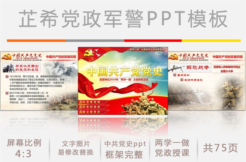 大气简洁中国共产党党史课件