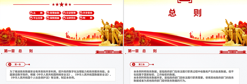 精美时尚《政务数据共享条例》PPT简洁大气法律法规课件