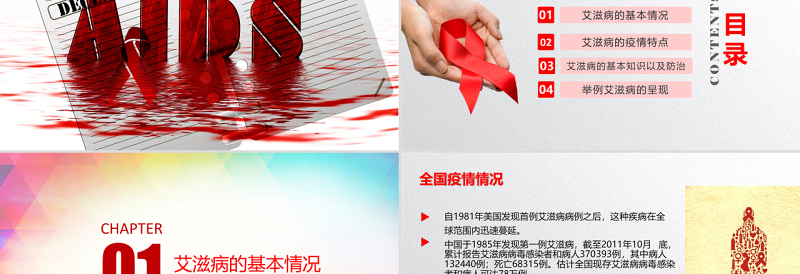 简洁大气世界艾滋病日PPT模板含详细内容