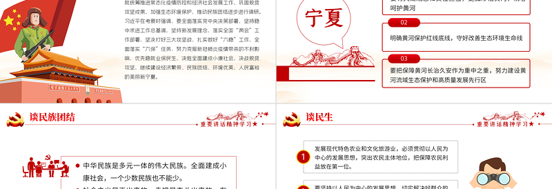 红色精美有关领导宁夏考察重要讲话精神学习PPT