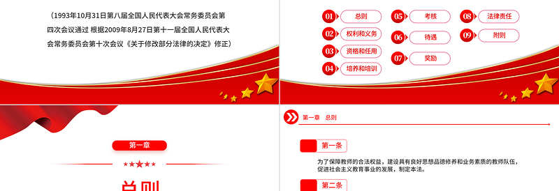 中华人民共和国教师法PPT简洁实用建设具有良好思想品德修养和业务素质的教师队伍课件