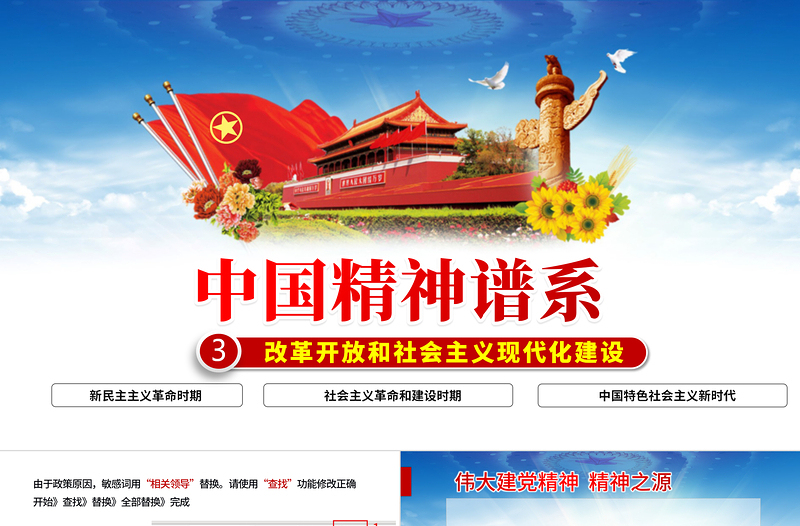 精品中国精神谱系PPT党政风改革开放和社会主义现代化建设时期传承百年精神谱系凝聚奋进力量党课课件