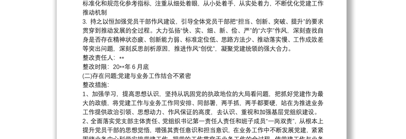 全新党支部书记抓基层党建工作问题整改方案