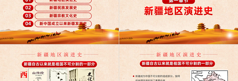 红色党建风历史沧桑感地域党课之正确认识新疆四史筑牢中华民族共同体意识新疆党课PPT