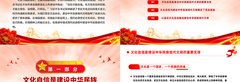 时尚大气建设中华民族现代文明的文化自觉党课PPT2023坚定文化自信课件