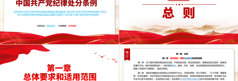 大气精美PPT中国共产党纪律处分条例(2023年新旧对照版)党课课件