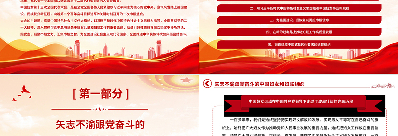 中国妇女十三大报告速览PPT红动党建风动员引领广大妇女为强国建设民族复兴而团结奋斗妇联党课下载