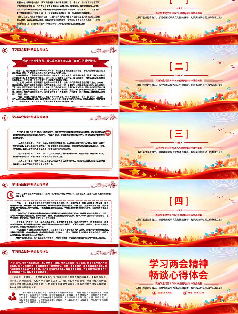优质学习两会精神畅谈心得体会PPT学生党员学习2025两会精神体会合集