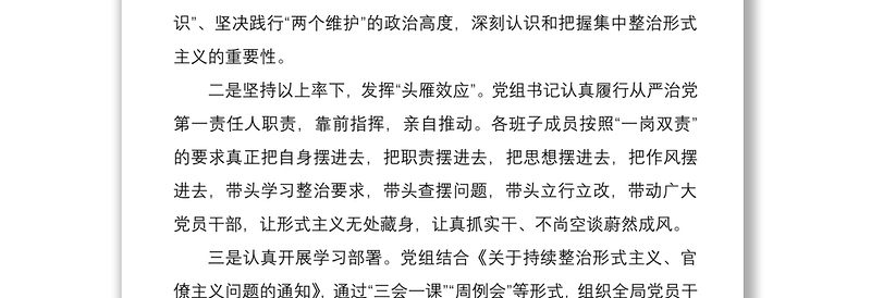 优质整治形式主义问题切实为基层减负工作情况汇报工作总结汇报报告