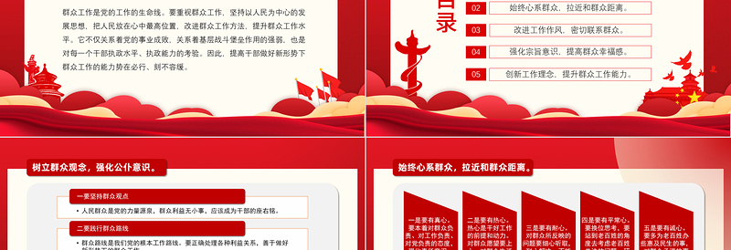 2025争做新时代群众工作的行家里手PPT红色大气简约风党员干部学习教育专题党课课课件模板