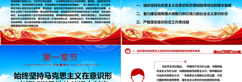 红色党建风 党须领导意识形态的建设工作ppt精美党政习近平新时代文化建设思想专题党课教育课件