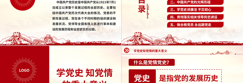 精美时尚党政PPT模板4