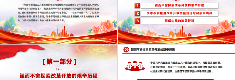 纪念邓小平同志诞辰120周年PPT邓小平同志与改革开放党课