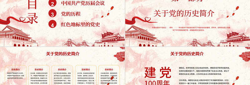 大气时尚党建风百年恰是风华正茂庆祝中国共产党建党百年PPT