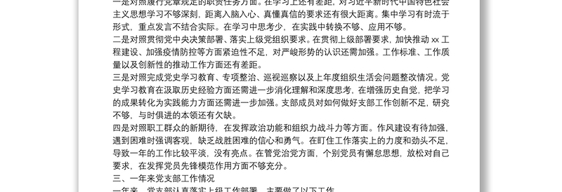 精品度组织生活会党支部委员会年度工作报告