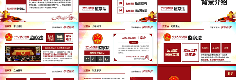 红色简洁中华人民共和国监察法学习解读