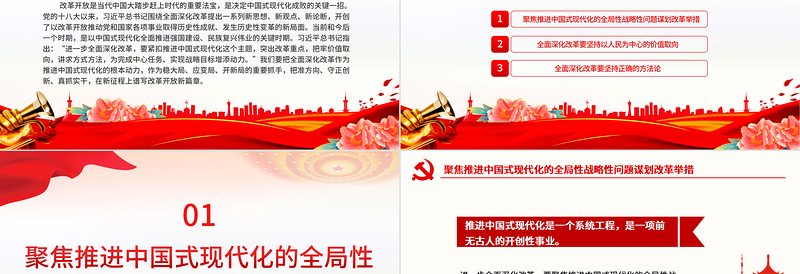极简风紧扣中国式现代化主题全面深化改革深入学习习近平全面深化改革新思想课件
