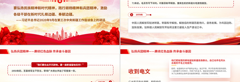 大气精美弘扬兵团精神PPT赓续红色血脉传承奋斗基因微党课