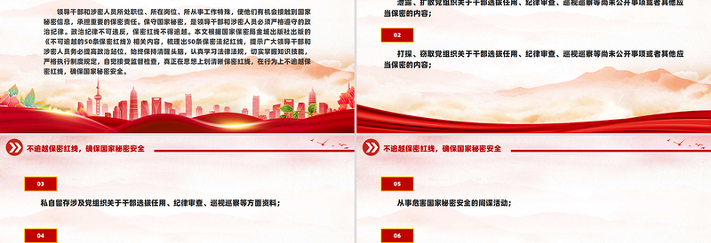 简约大气保密知识学习之50条不可逾越的保密红线PPT党课课件