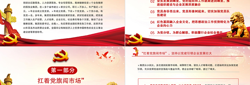 红色精美让党建成为企业发展竞争力PPT党建风某集团抓党建促发展的调研报告党课课件