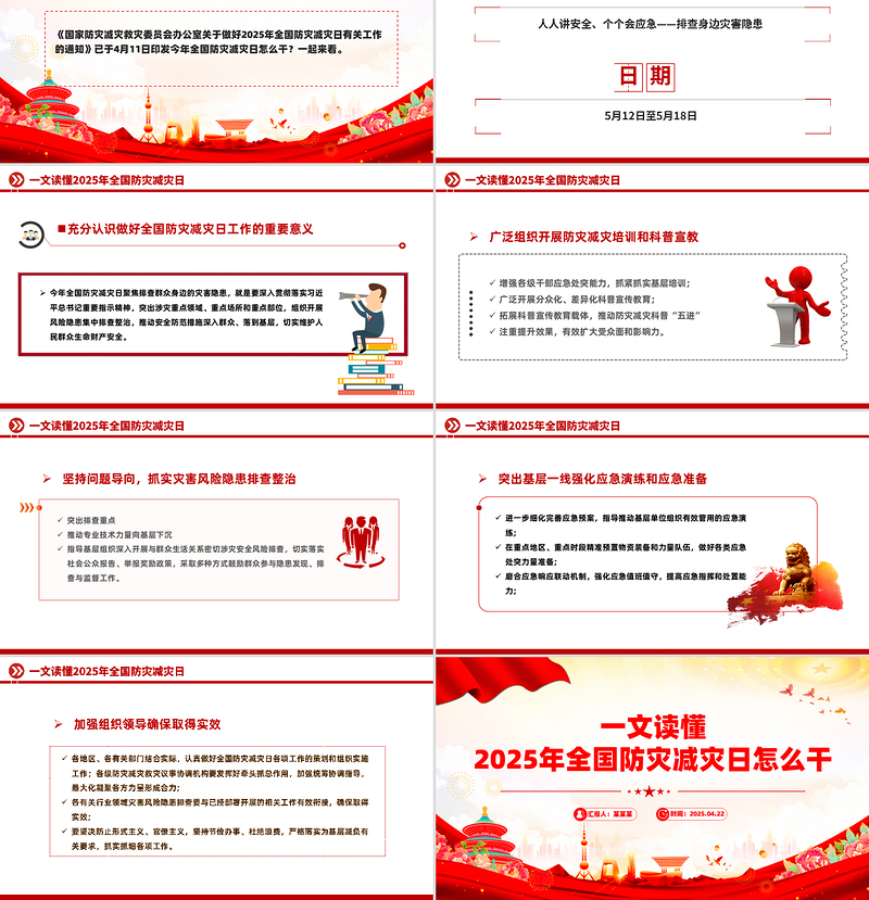 简洁大气全国防灾减灾日怎么干PPT课件