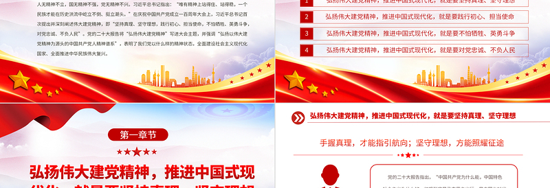 弘扬伟大建党精神奋力推进中国式现代化PPT大气精美风党员干部学习教育专题党课课件