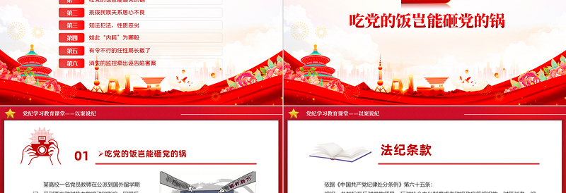简洁大气党纪学习教育专题以案说纪党课PPT课件模板