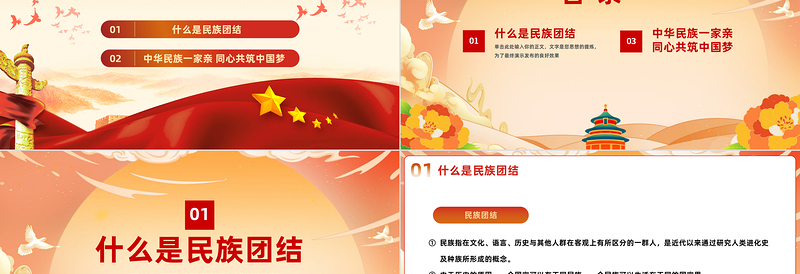 中华民族一家亲同心共筑中国梦PPT党政风民族团结进步宣传月应知应会知识课件模板下载
