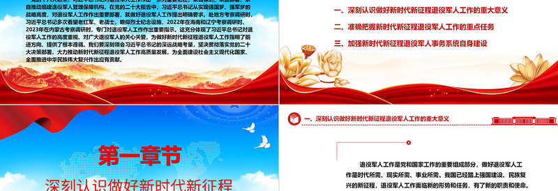 红色创意在新时代新征程中促使退役军人工作高质量发展ppt简洁党政风深刻把握习近平新时代强国梦、强军梦的战略党员专题党课课件