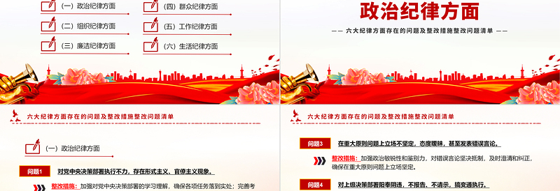 党纪学习教育六大纪律方面存在的问题及整改措施整改问题清单PPT下载