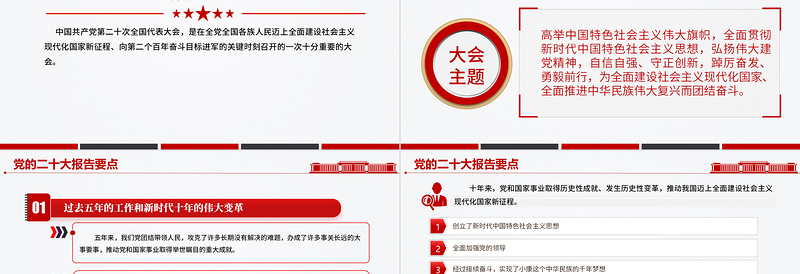 二十大报告要点PPT简洁大气党的二十大精神学习解读党建宣传教育党课课件