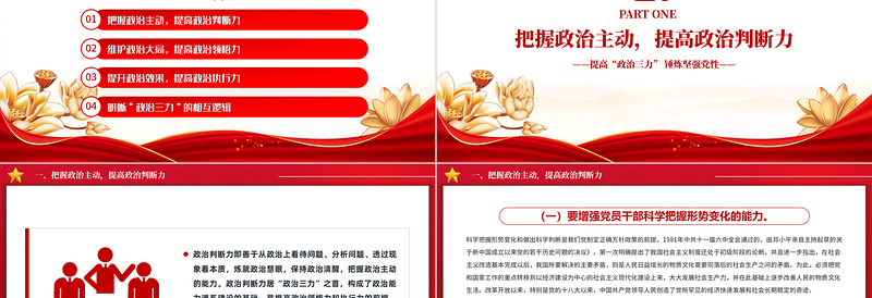 红色党建风党员干部政治能力PPT红色精美提高政治三力锤炼坚强党性课件
