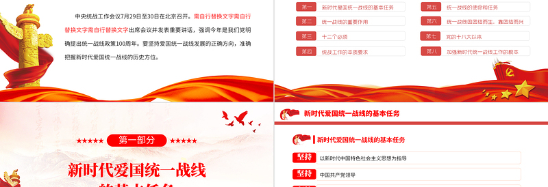精品深入学习贯彻在中央统战工作会议上讲话精神PPT党政风促进海内外中华儿女团结奋斗专题党课课件模板