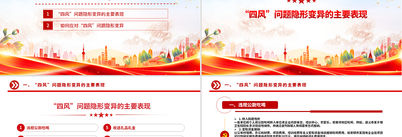 大气精美“四风”问题隐形变异有哪些表现廉政党课PPT课件