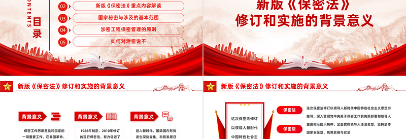 大气精美红色党政风解读学习《中华人民共和国保守国家秘密法》PPT下载