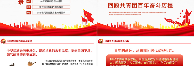 2025青春心向党建功新时代PPT精品庆祝中国青年团成立100周年课件模板