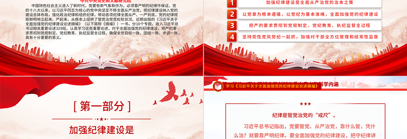 红色精美全面加强党的纪律建设之《习近平关于全面加强党的纪律建设论述摘编》PPT下载