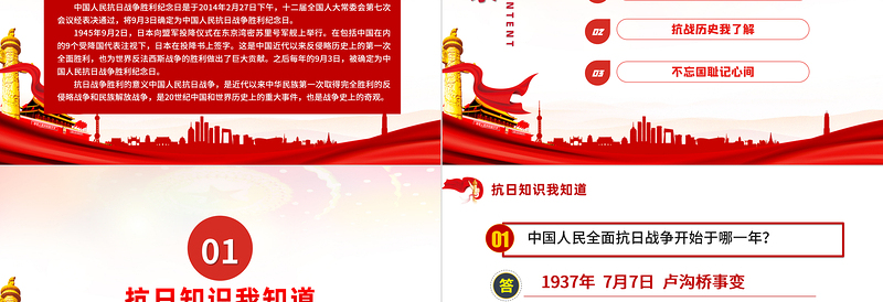 2025庆祝抗日战争胜利75周年纪念反法西斯战争红色专题党课PPT