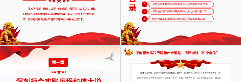 时尚大气深入学习新中国史深刻领会实践历程和伟大道路不断增强“四个自信”专题党课模板