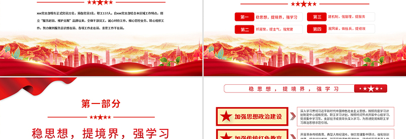 红色经典“党建品牌引领”工作法 PPT 红色 党政风特色主题 党日活动专题党课课件模板 ppt红色 党政风