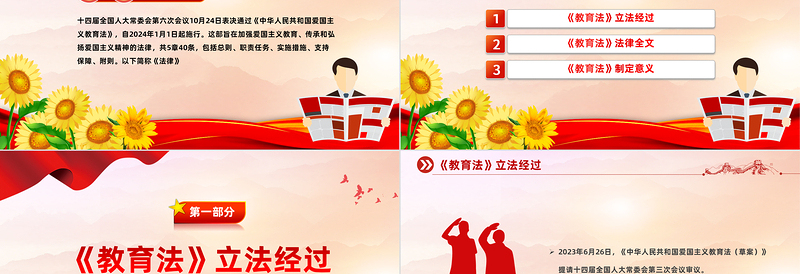 精美大气学习《中华人民共和国爱国主义教育法》PPT专题党课课件模板下载
