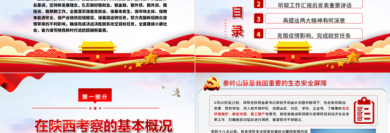 大气简洁淡蓝党建风地域党课之学习陕西考察时发表的重要讲话精神PPT模板