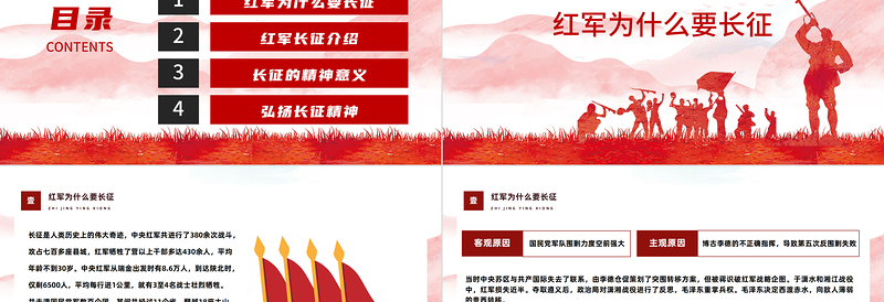 铭记历史勇往向前PPT红色大气风纪念长征胜利86周年专题党课课件模板