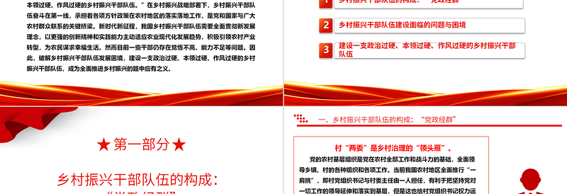 红色精美提高新时代乡村振兴干部队伍建设能力ppt精美党政贯彻落实乡村振兴战略基层党组织微党课