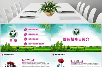 简约大气原创2019国际禁毒日宣传介绍主题班会ppt-版权可商用