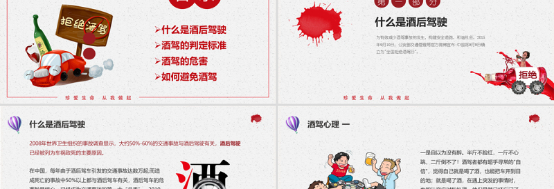 时尚大气拒绝酒驾遵守交通法规关爱生命安全ppt