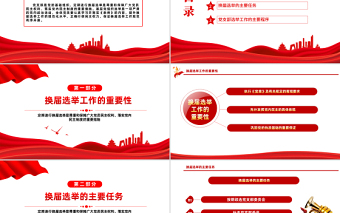 红色大气党支部换届选举工作程序PPT党政风党支部换届选举工作程序专题党课课件模板