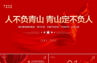 红色大气新年贺词PPT人不负青山青山定不负人二0二二新年贺词金句学习党建党课