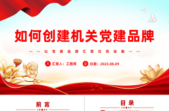 简洁实用如何创建机关党建品牌PPT红色大气以党建品牌汇聚红色动能基层党组织建设课件