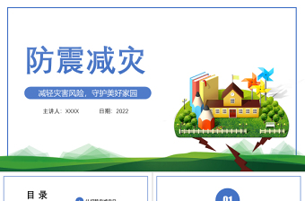 卡通精美防震减灾主题班会PPT防震减灾儿童安全教育主题班会演讲课件模板